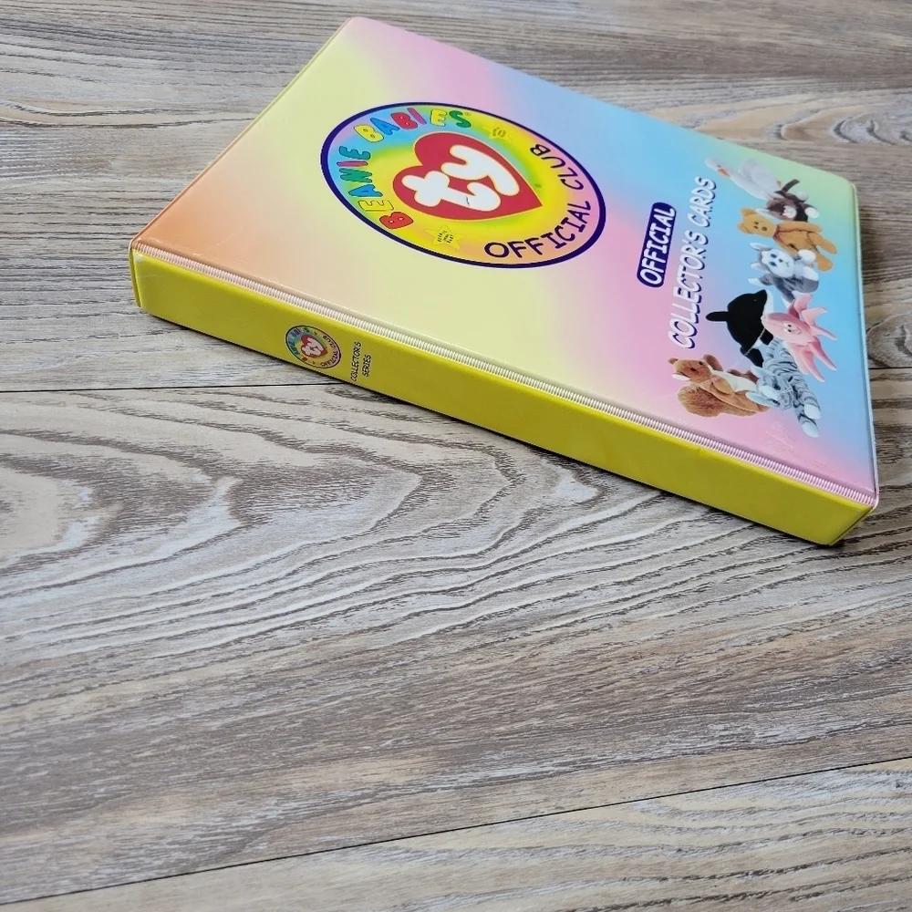 Vintage 1998 Beanie Babies card binder with 49 cards yellow